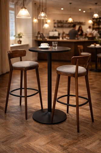 Barový stůl Hvar kulatý černý moderní do kuchyně a restaurace kovový 60 cm