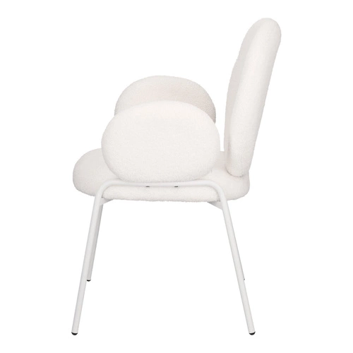 Čalouněná židle Bianco do jídelny a obýváku boho bílá s područkami boucle Intesi