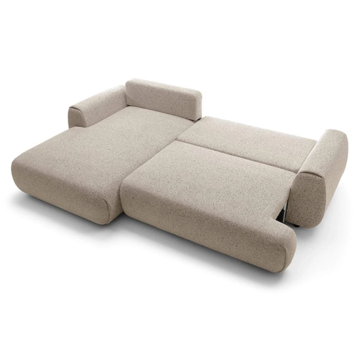 Moderní béžová rohová rozkládací pohovka do obýváku s úložným prostorem levá Ljung Intesi