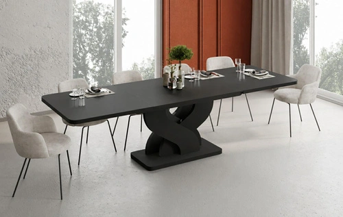 Rozkládací jídelní stůl Fuquay moderní černý 160–256x89 cm