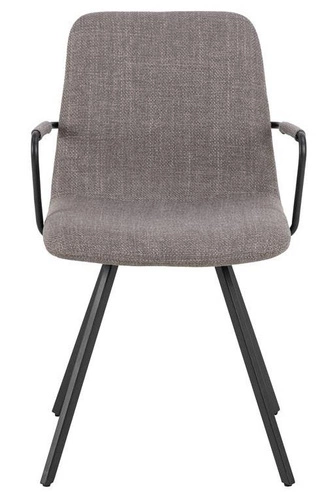 Čalouněná jídelní židle Selina šedá s područkami moderní na černých nohách