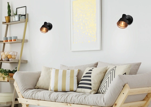 Nástěnné svítidlo Neria moderní kovové černé s měděným stínidlem do obýváku a ložnice