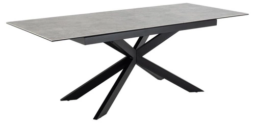 Rozkládací jídelní stůl Irwine Actona šedá keramická deska černé nohy moderní 168–210x90 cm