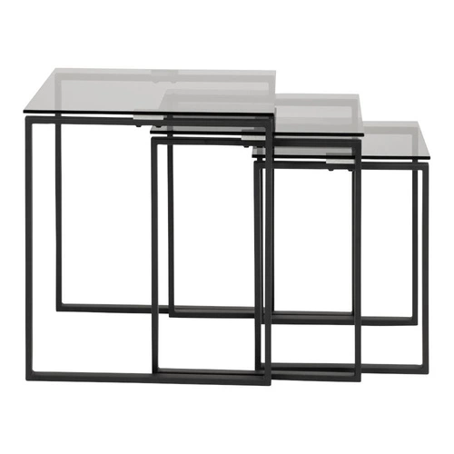 Sada tří moderních skleněných čtvercových konferenčních stolků do obýváku Actona