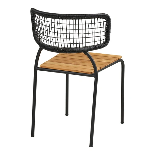 Židle Nashville z černého týkového dřeva do jídelny a obýváku