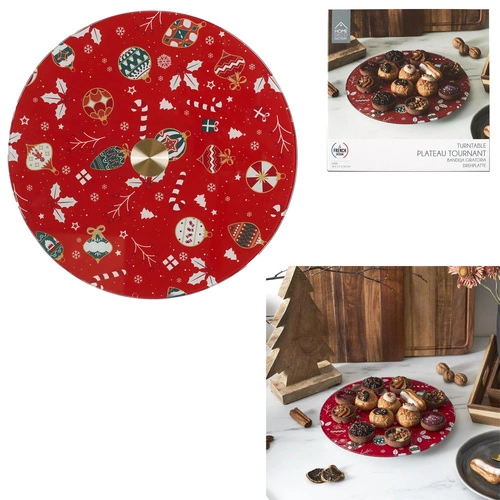 Červený otočný podnos na dort 28 cm