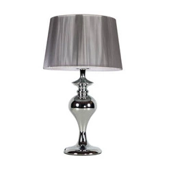 Stolní lampa Gillenia stříbrná glamour s textilním stínidlem do ložnice a obývacího pokoje 40 cm CANDELLUX