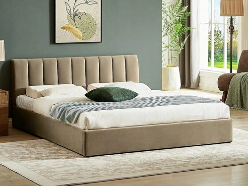 Čalouněná postel Lexington 140x200 béžový samet s úložným prostorem do ložnice