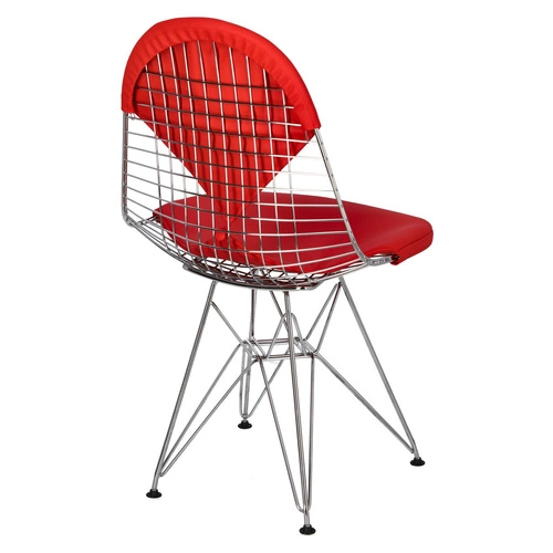 Kovová jídelní židle Net Double červená moderní drátěná D2.DESIGN chromovaná