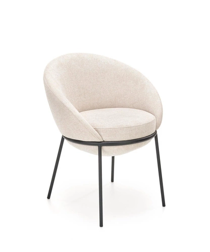 Čalouněná židle Eggy Intesi béžová s područkami na černých nohách do jídelny a obýváku