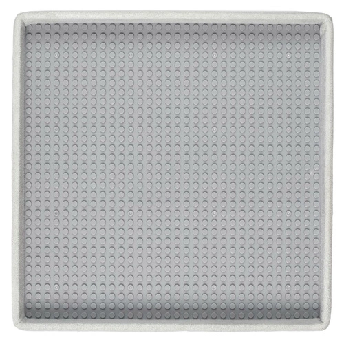 Šedý sametový taburet Legina s úložným prostorem na hračky, čtvercový do dětského pokoje Intesi