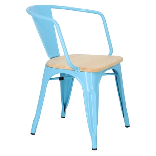Jídelní židle Paris Arms Wood modrá kovová s područkami D2.DESIGN industriální
