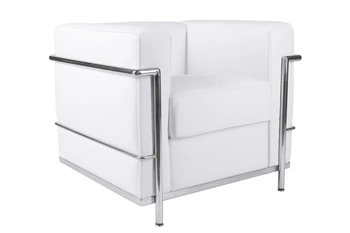 Kožené relaxační křeslo Kubik bílé do obýváku moderní glamour ve stylu LC2