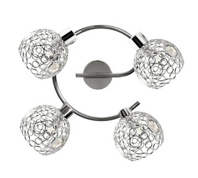 Spirálová stropní lampa Aron 4x40W G9 chrom křišťálová transparentní
