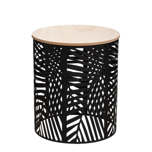 Sada 2 kulatých konferenčních stolků Akira do obýváku boho moderní dřevo a černý kov