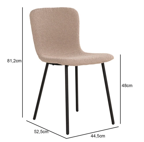 Čalouněná židle Halden béžová skandinávská do jídelny a obýváku na černých nohách