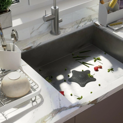 Sítko do dřezu Umbra Starfish černé gumové s přísavkami do kuchyně a koupelny 16 cm