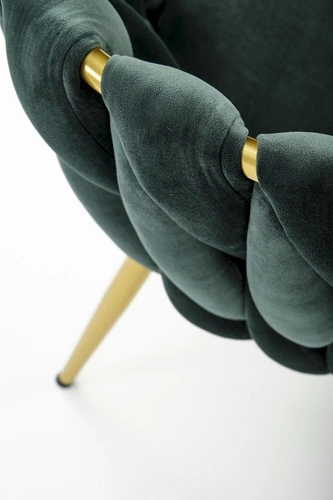 Jídelní židle Wendy zelený samet glamour na zlatých nohách moderní Intesi
