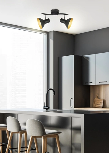 Stropní svítidlo Diso černé zlaté nastavitelné 2bodové do obýváku a ložnice 38 cm