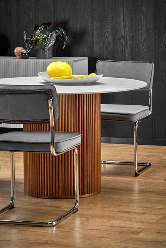 Jídelní kulatý stůl Uno Intesi bílý mramor na jedné noze moderní 120 cm