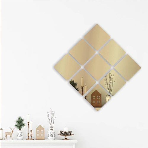 Zrcadlové dekorace Čtverec 12 kusů