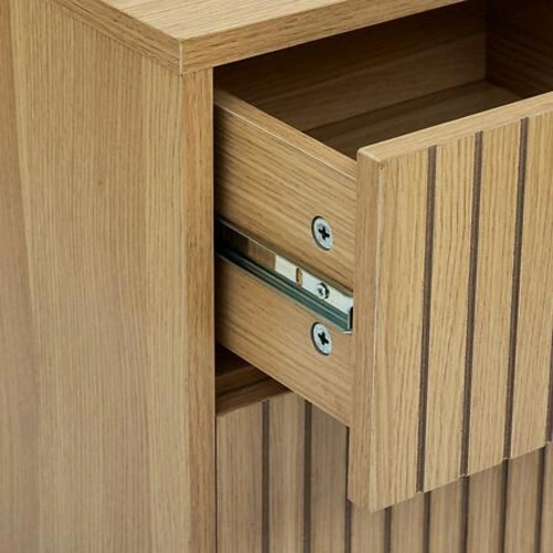 Úzká stojací koupelnová skříňka Tasso přírodní skandinávský styl se zásuvkou 33 cm 5five