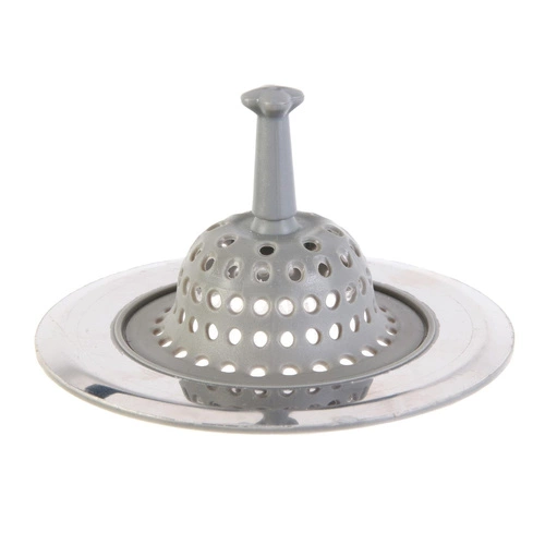 Kuchyňské sítko do dřezu Intesi šedé silikonové a nerezové moderní 11 cm