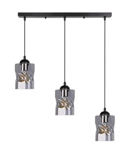 Závěsná lampa Felis černá 3x60W E27 kouřové stínítko