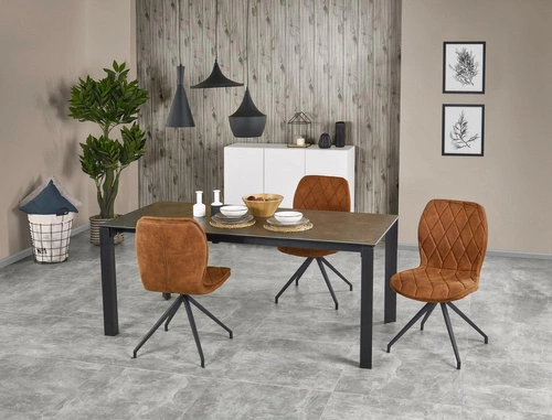 Rozkládací jídelní stůl Zochin 120-180 cm moderní šedá keramická deska černé nohy Intesi