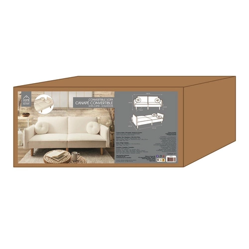 Rozkládací pohovka s funkcí spaní Boghena béžová skandinávská dvoumístná do obýváku na vysokých nožkách