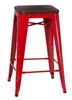 Barová židle Paris Wood 75 cm červená industriální stolička k kuchyňskému ostrůvku