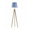 Stojací lampa ARUBA, modré stínidlo, dřevěné nohy