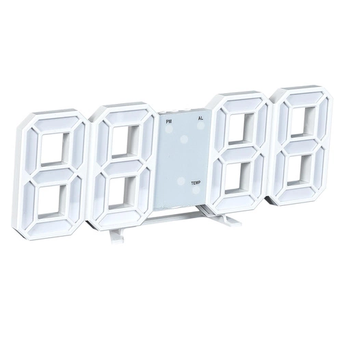 Moderní digitální LED budík Intesi bílý na noční stolek do ložnice