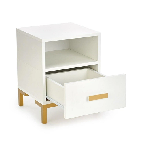 Moderní bílý noční stolek Tisaia Intesi se zásuvkou do ložnice a studentského pokoje