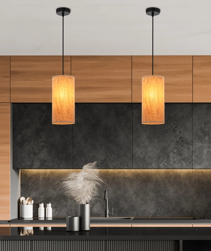Závěsné svítidlo Aragona černé s korkovým stínidlem do obýváku a jídelny, výškově nastavitelné