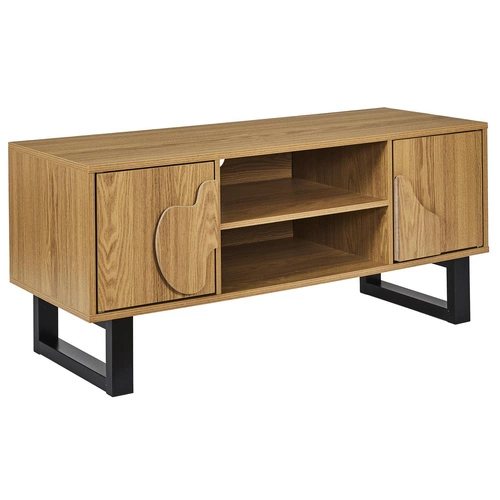 Televizní stolek Calypso 110 cm boho s policemi a zdobenými dvířky do obýváku Intesi