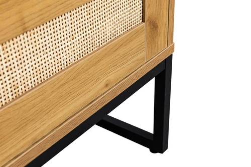 Konferenční stolek Capri obdélníkový boho s ratanovým čelem a zásuvkou do obývacího pokoje 120x60 cm