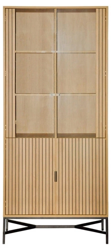 Skleněná vitrína Jaipur dub/černá do obýváku, moderní vitrína na knihy nebo alkohol Actona 180 cm