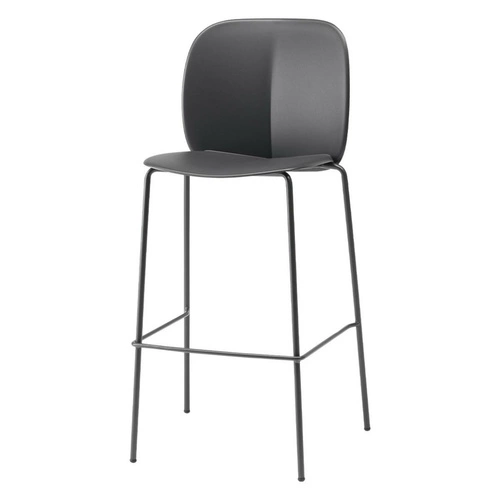 Barová židle s opěrkou Mentha černá 75 cm moderní do kuchyně a na ostrůvek, kovová, stohovatelná