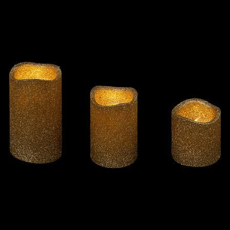 Sada 3 LED svíček lesklé zlaté