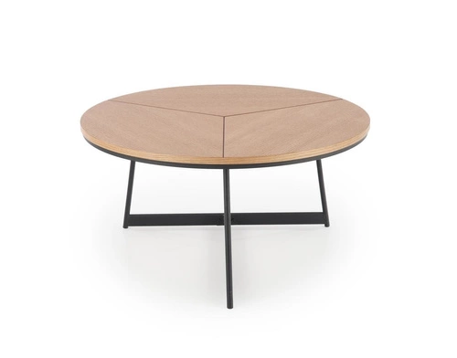 Konferenční stolek Annaba kulatý 80 cm moderní loft dubový s kovovou podstavou do obývacího pokoje