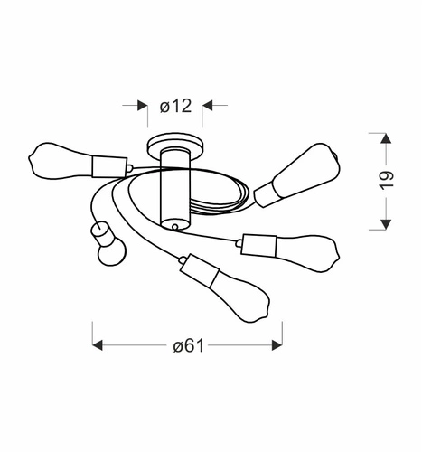 Stropní svítidlo Filetta černé 5x40W E27