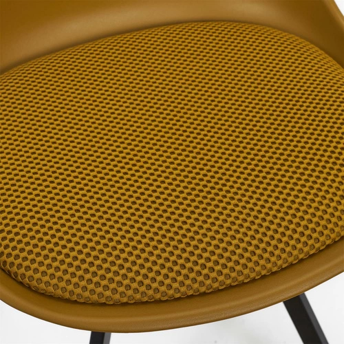 Čalouněná žlutá židle Atom Intesi do jídelny a obýváku, moderní na kovových nohách