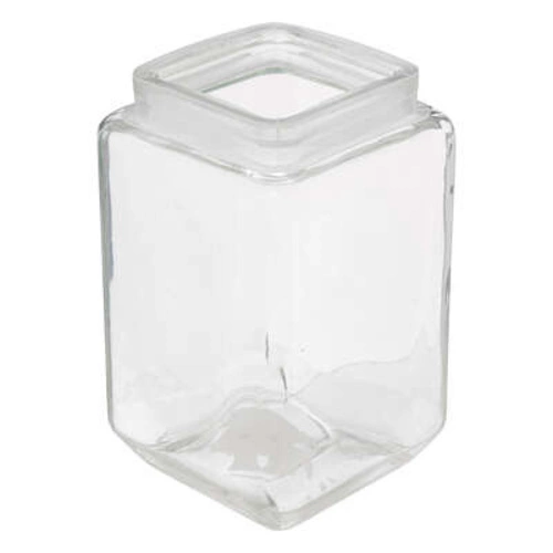 Čtvercová skleněná nádoba o objemu 1,7 l s víčkem z borovicového dřeva