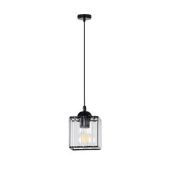 Závěsná lampa Glassia černá 1x40 E27 stínidlo černé+čiré krystaly