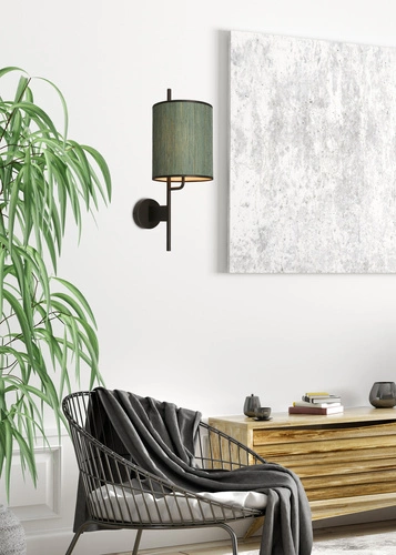 Nástěnné svítidlo Bendi černé se zeleným stínidlem moderní do obýváku a ložnice 51 cm