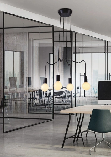 Moderní závěsné svítidlo Basso černé kovové 4bodové do obýváku a ložnice