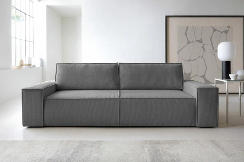 Rozkládací pohovka s úložným prostorem Molde tmavě šedý manšestr na spaní do obýváku