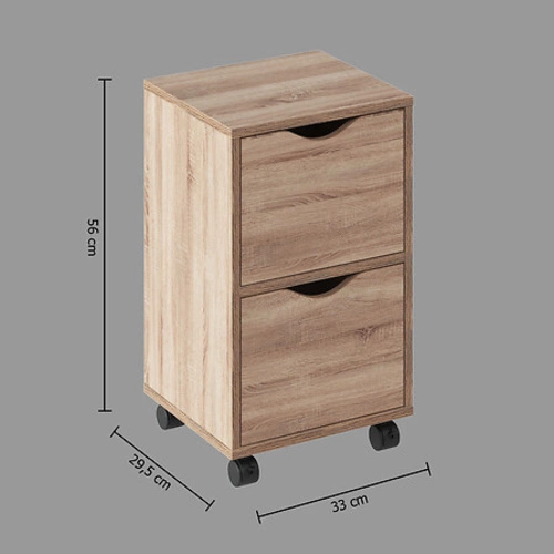 Noční stolek 33 cm se 2 zásuvkami na kolečkách, moderní, přírodní – 5five simply smart