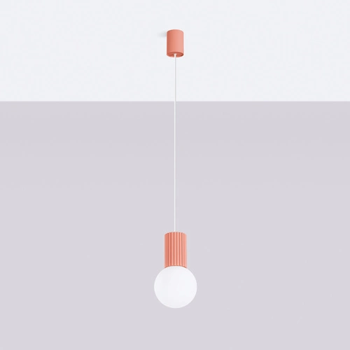 Závěsné svítidlo koule HALO 1 růžové moderní do obýváku a ložnice SOLLUX LIGHTING